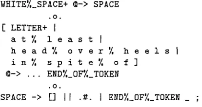 Figure 16 outlines the construction of a simple tokenizing transducer for English. 