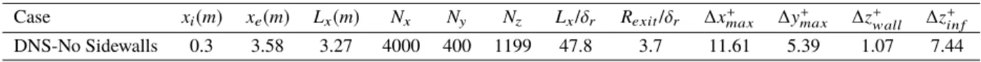 Table 2 Domain and mesh parameters for Case DNS-No Sidewalls