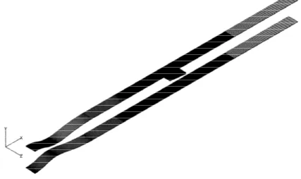 Figure 15.—Computational domain used for the simulations of the shock wave boundary layer interaction in the  NASA Glenn 15 cm tunnel (every 4 th  spanwise point shown)