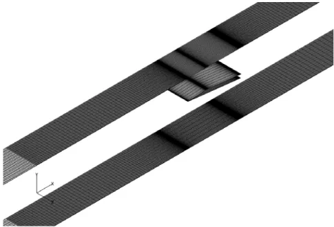 Figure 16.—Viscous wall boundaries in the vicinity of the shock generator plate  (every 4 th  spanwise point shown)