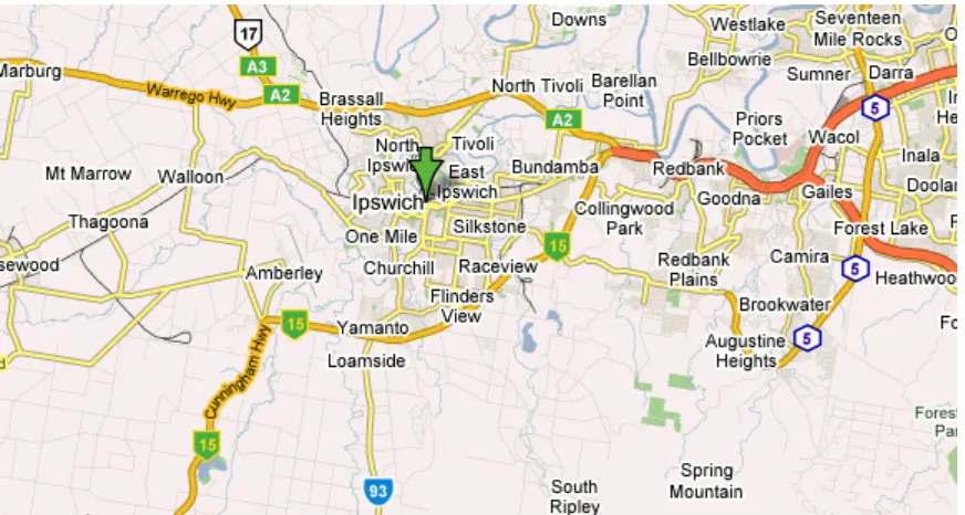 Figure 1.1: Map of Western Corridor of South East Queensland  