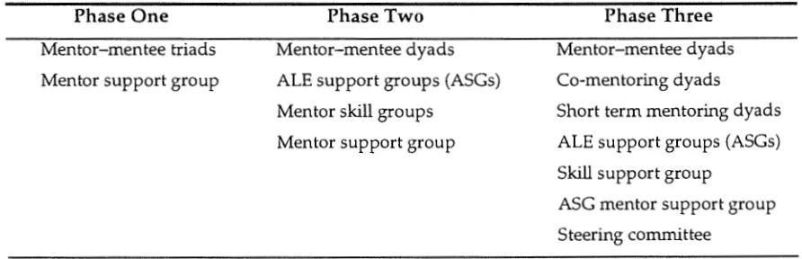 Table 6.1. Peer support arrangements in each phase 