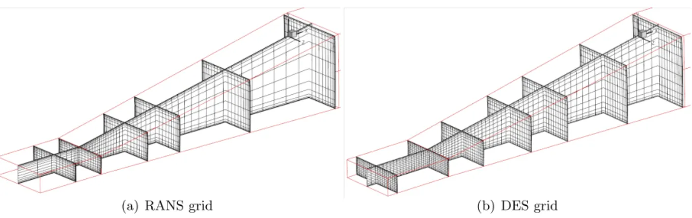 Figure 2.3 Mesh distribution in the diffuser showing every 4th node.