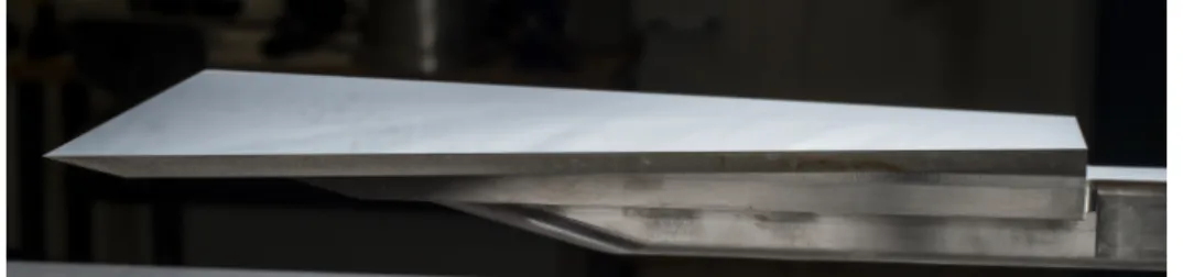Figure 1. A side view of the polished flat plate. Measurement surface is toward the top of the picture.