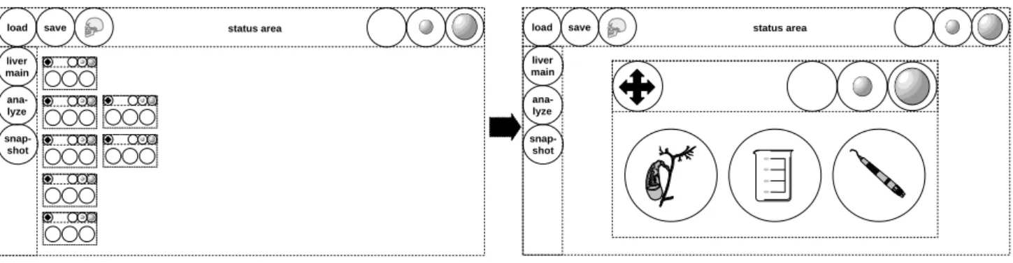 Figure 5: Shows the Virtual Cockpit before (left) and after (right) a SubPanel was selected