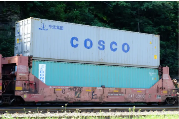 Figure 1.1 An intermodal well car with double stacked intermodal containers (White (2015))