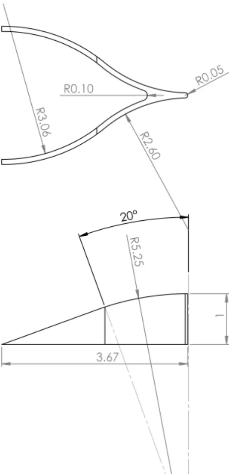 Figure 3.3 Wishbone vortex generator geometry