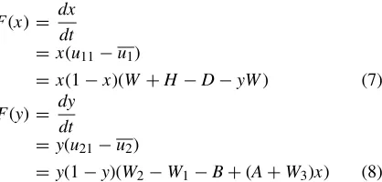 TABLE 2. The stability of each equilibrium point (when H < D and W2 > W1 + B).