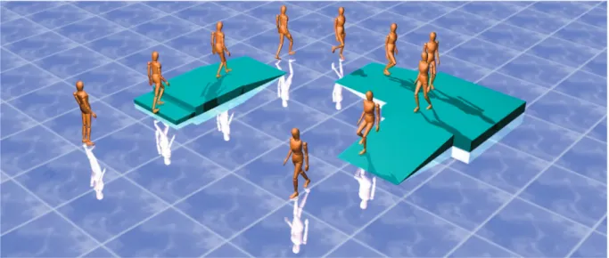 Fig. 1. Real-time physics-based 3D character animation generated by our framework.