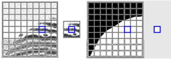 Figure 4. Partition of the image of the fingerprint (left) and the mask of manual segmentation (right)
