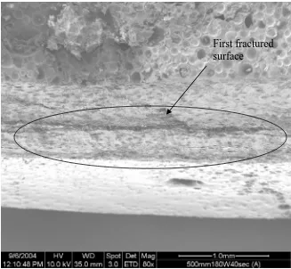 Figure 15: Area 2, 180W& 40s, magnified by 300 times, second fractured surface 
