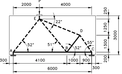 Figure 10. Discrete strut-and-tie model in the concrete deep beam (Liang 2005) 