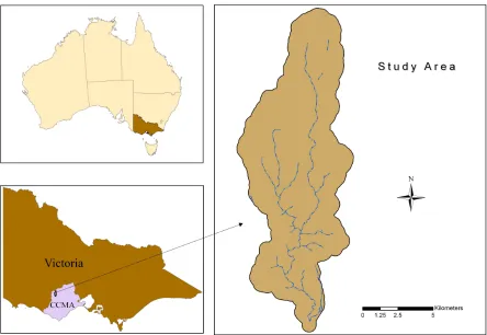 Figure 1. Study area: terrain height varies between 303m and 139m  