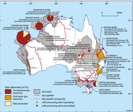 Figure 5: Australia’s natural gas basins. Source: Geoscience Australia 