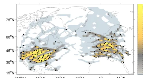 Figure 3. Number of rays with ground stations (black dots).