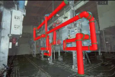 Figure 2.1: Example for combination of virtual and real objects in a real environment as gener- gener-ated by an AR system