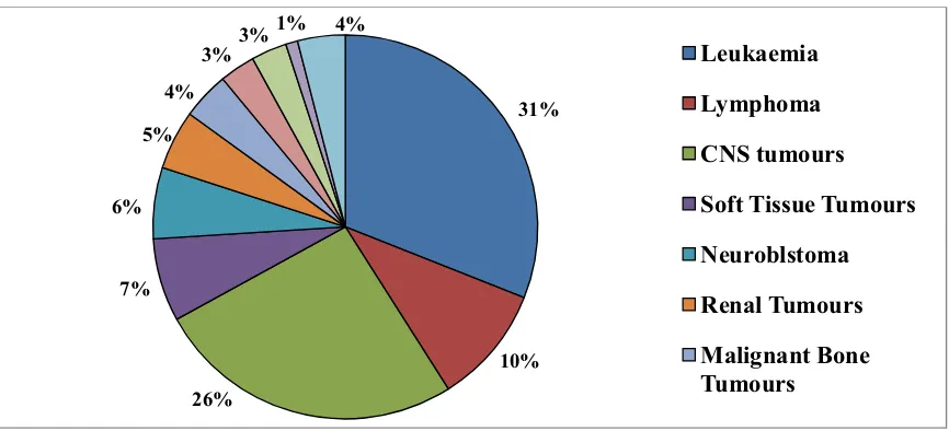 Figure 1.1.2: Types of Childhood Cancers (Age group 0-14 years) 