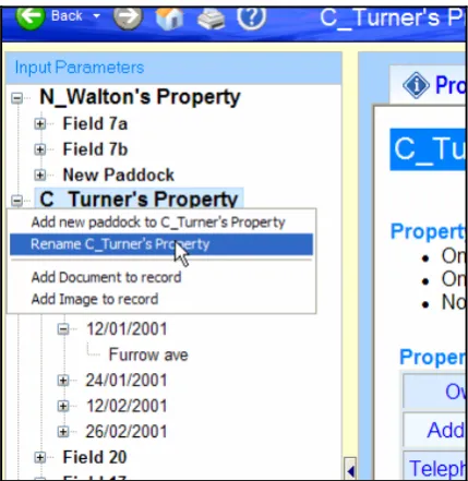 Figure 7.14: Database navigation panel showing drop down menu of commands. 