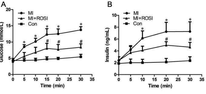Figure 6. The effect of ROSI on insulin signaling cascades in liver tissue of rats after MI