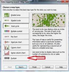 Figure 2.7This ﬁgure shows the Map Point choice for the column chart.