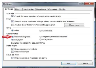 Figure 3.2This ﬁgure shows the Options dialog box in Google Earth. We use it toconvert the latitude and longitude coordinates to decimal degrees.