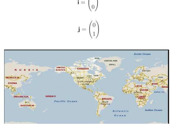 Figure 3.3This ﬁgure shows the Earth using Map Point. We identify points on the Earthusing latitude and longitude.