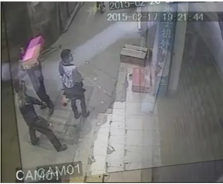 Figure 2. A suspect with a box appear the surveillance video. 