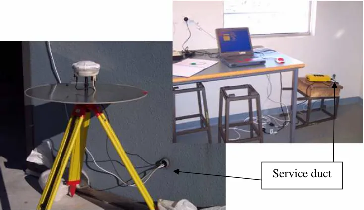 Figure 3.2.3  Laptop connected to receiver through services duct.  