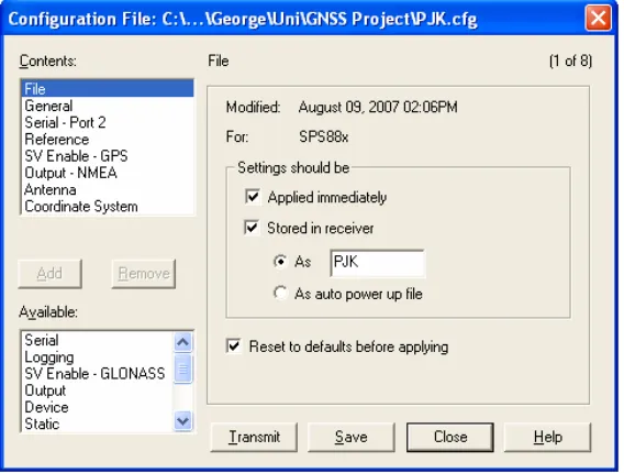 Figure 3.5.2  Trimble Configuration Toolbox. 