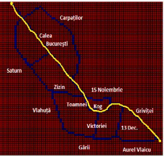 Figure 3. The obtained path on the road system with street names. 