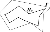 Figure 1. Example of a Hamiltonian cycle HX inside P. 