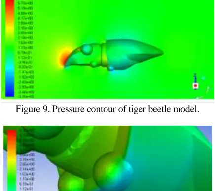 Figure 9. Pressure contour of tiger beetle model.  