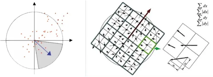 Figure 1. Find the principal azimuth.                 Figure 2. SURF descriptor generation schematic