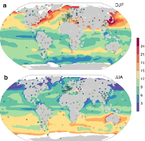 Fig. 1. To some extent these differences may be due to inter-annual variability, since several stations only cover a limitednumber of years.