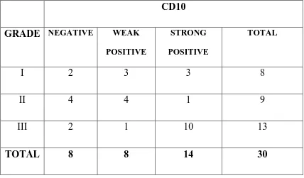 TABLE 3: STROMAL CD10 EXPRESSION WITH 
