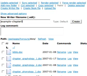Figure 6: The ICE file manager, adding a new document.