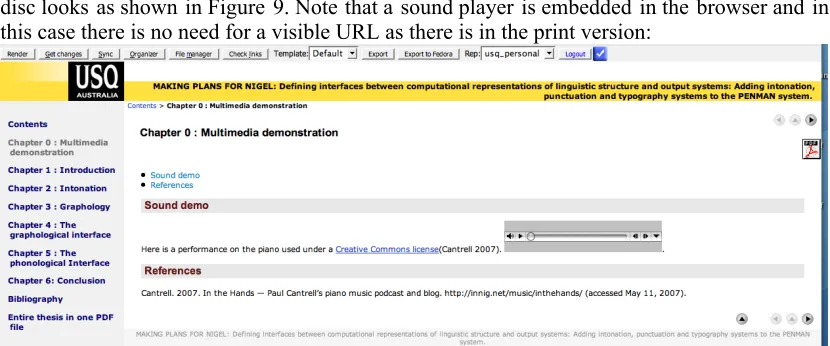 Figure 8: Screenshot of the Writer application with a link to a local copy of a sound file