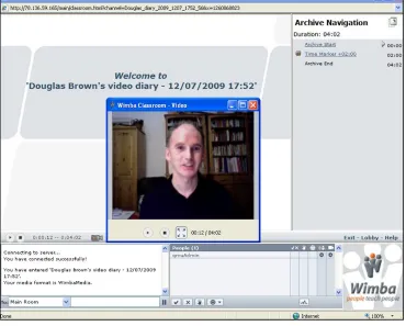 Figure 2.  Example of Wimba interface with video screen in use. 