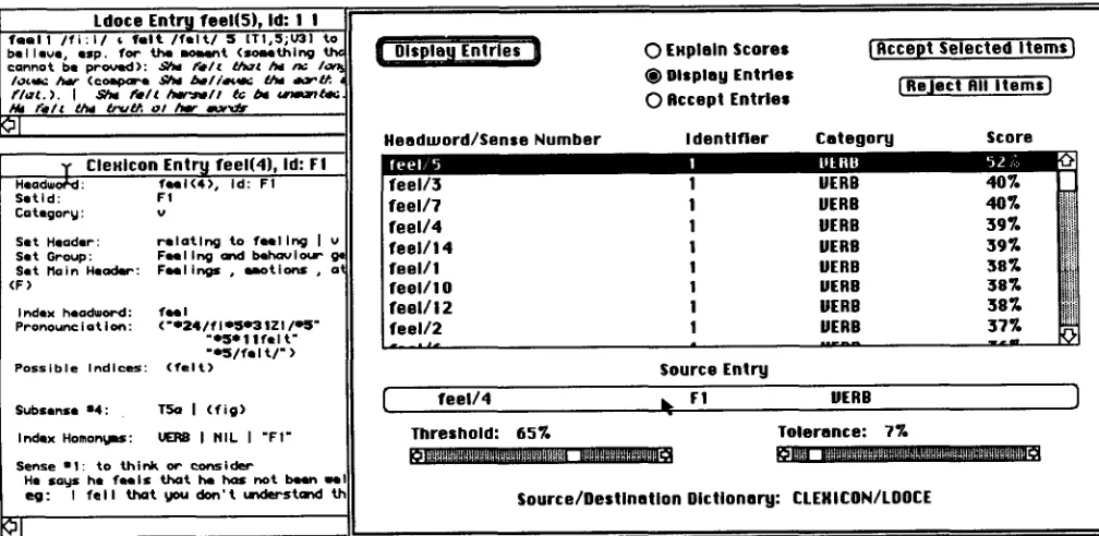 Figure 3: Sample interaction with correlation dialog 