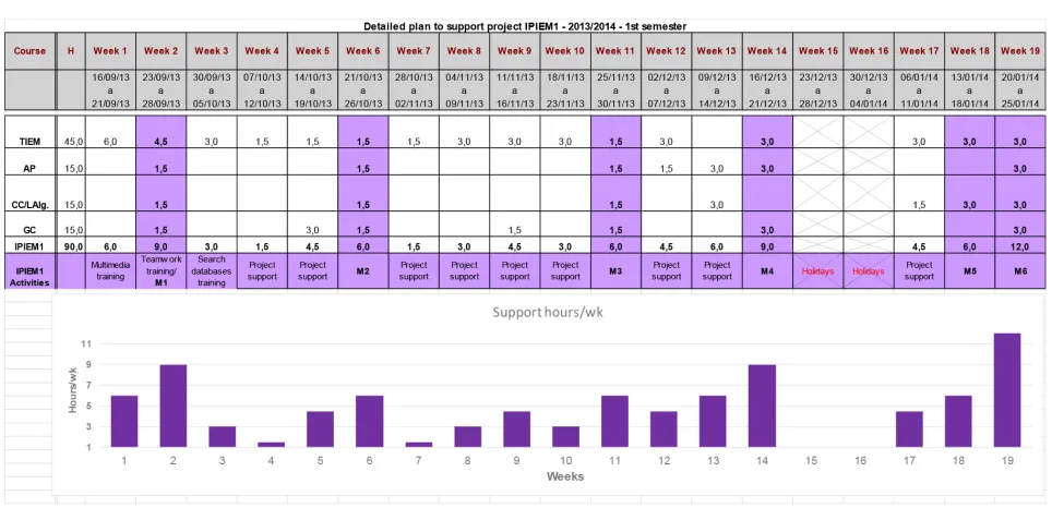 Figure 3. Detailed plan to support IPIEM1 in 2013/2014