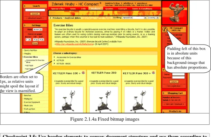 Figure 2.1.4a Fixed bitmap images 