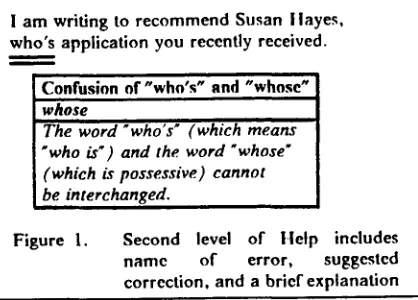 Figure 1. Second level of Help includes name of error, suggested 