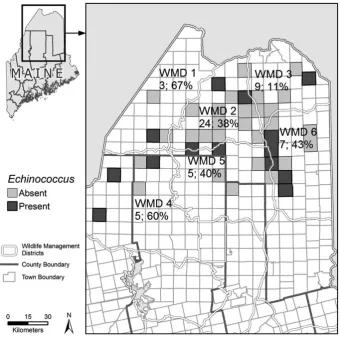 Fig. 1. Map of Wildlife Management Districts (WMD) and townships in the northernMaine study area