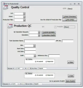 Figure 7. Quality Control and Production QC Form