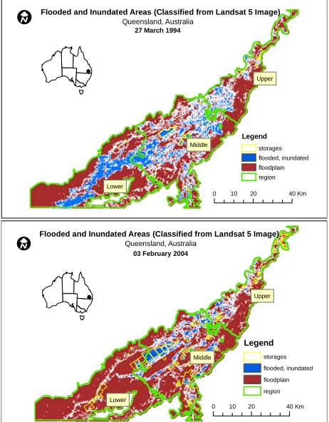 Table 2 shows that there were significant changes in the area of water storages in the Lower Balonne floodplain between the study period