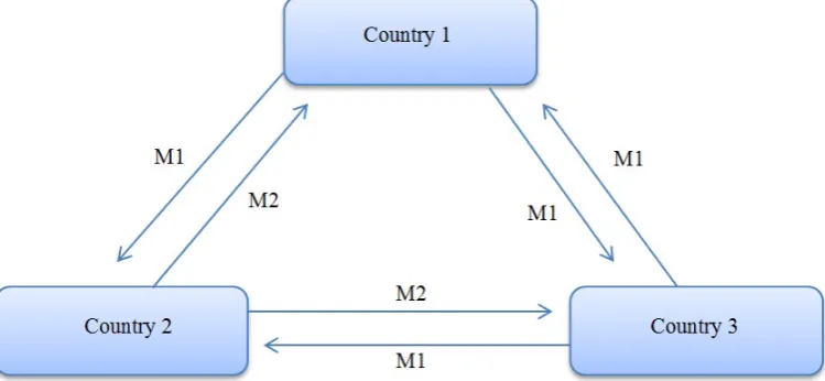 Figure 10 Three-country model: dual international currency, PCP