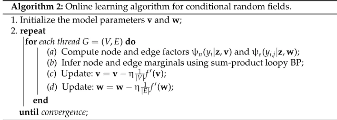 Table 1 summarizes the connection types that we have explored in our CRF models. Each configuration of intra- and across-connections yields a different pairwise CRF