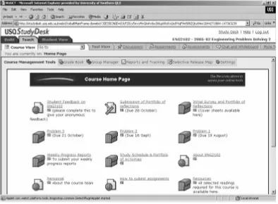 Figure 1:  Layout of course homepage using WebCT  