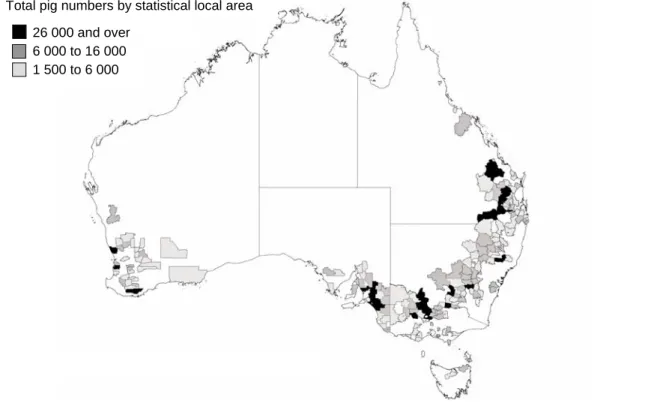 Figure 2.4  Number of pigs, by statistical local area, 2001  