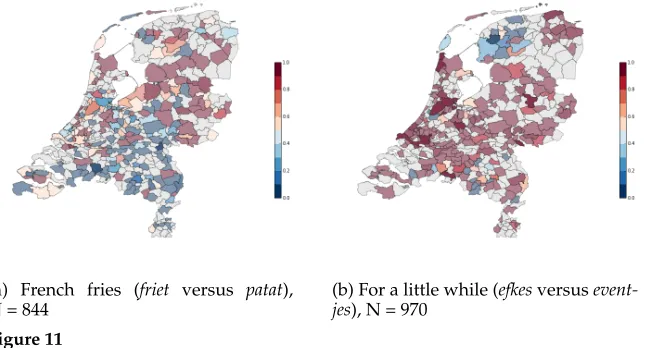 Figure 11Highly signiﬁcant linguistic variables on Twitter. Gray indicates areas with no data points.The intensity indicates the number of data points.